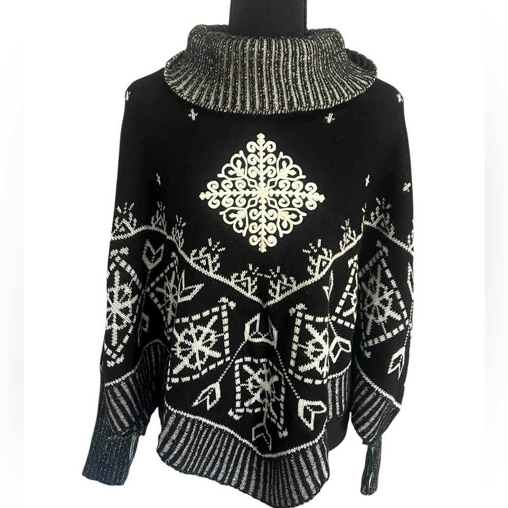 Black and White Cowl Neck Sweater